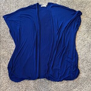 Elegant Blue Open Front Cardigan - Shawl